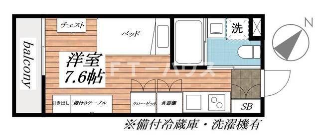 LIGERE南行徳イースト(ワンルーム/1階)の間取り写真