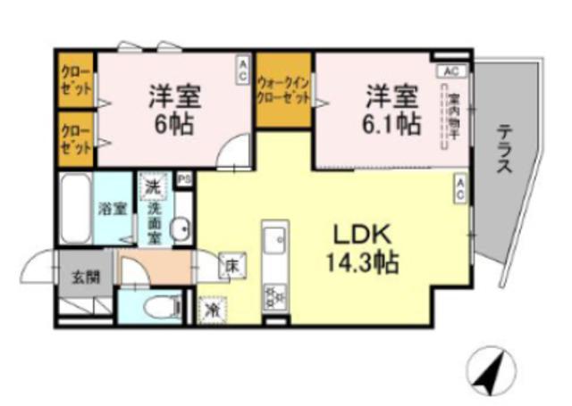 SERENE TERA(2LDK/1階)の間取り写真
