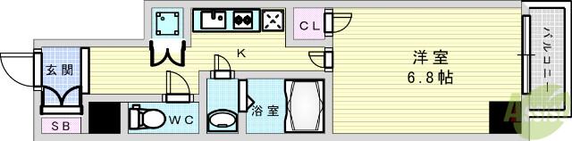 レジュールアッシュPREMIUMTWIN-2(1K/10階)の間取り写真