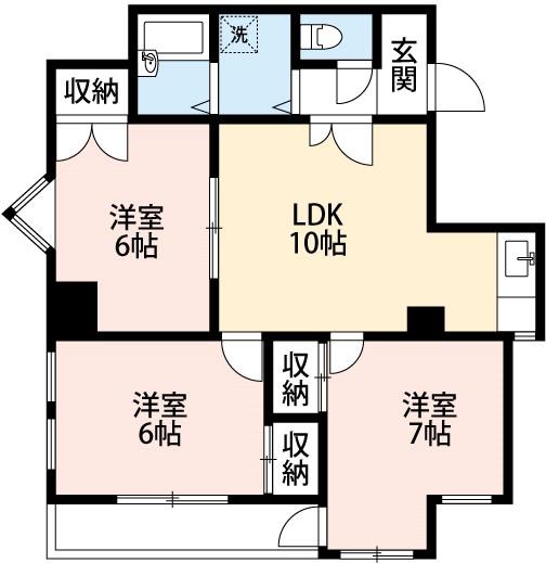 イーストガーデン杉の木館(3LDK/6階)の間取り写真
