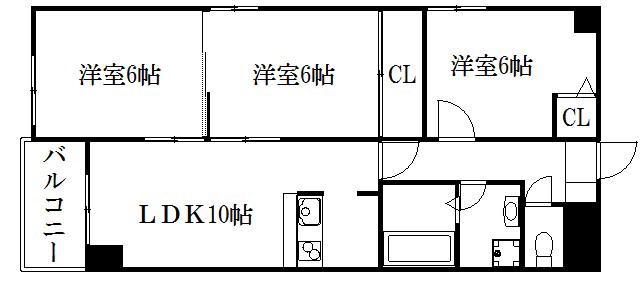 第45長栄シャルト五条(3LDK/10階)の間取り写真