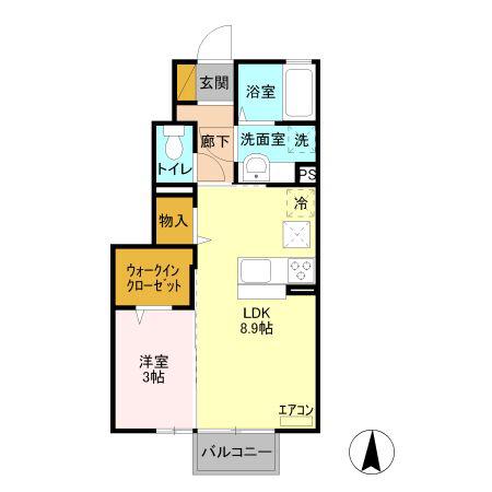 グランドゥ 迦希(1LDK/1階)の間取り写真