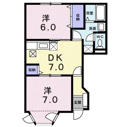 ソレアードダイシン(2DK/1階)の間取り写真