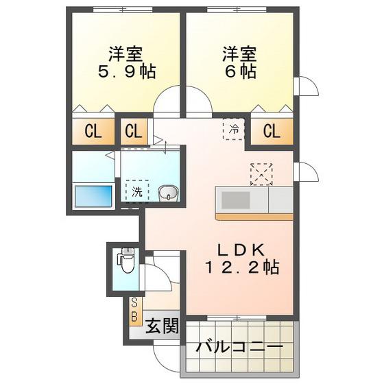 ブリュワリー豊洲(2LDK/1階)の間取り写真