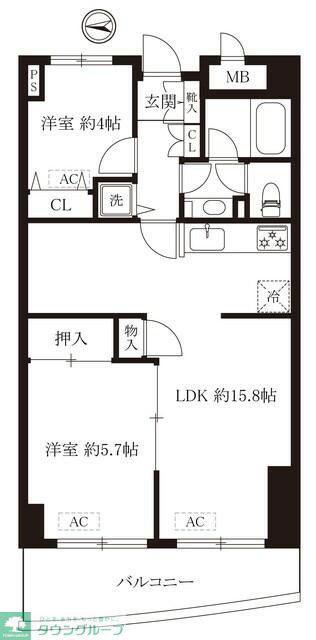 鶴見ワンダーランド(2LDK/7階)の間取り写真