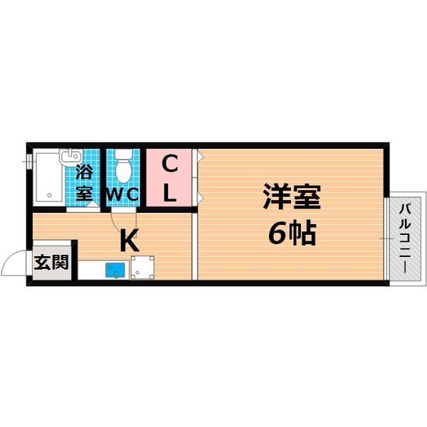 パティオ新森(1K/2階)の間取り写真