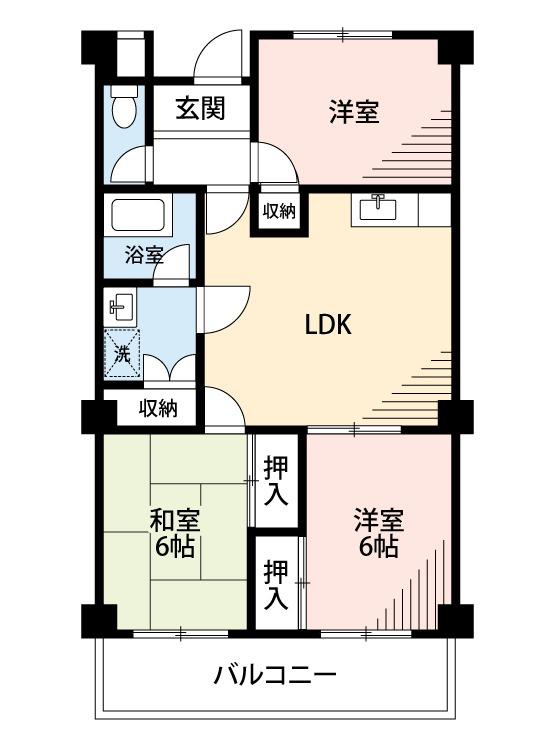 清涼ハイツ(3LDK/2階)の間取り写真
