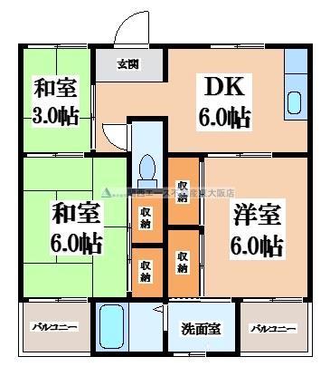 ビレッジハウス見瀬(3DK/1階)の間取り写真