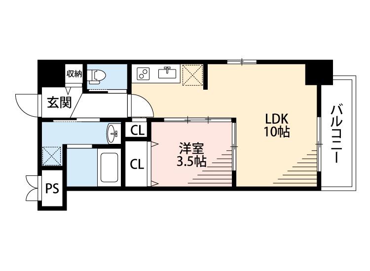 EXCELLENT KISHIBE(1LDK/8階)の間取り写真