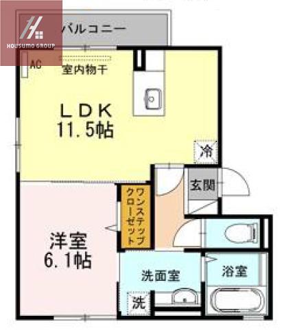 プラセールK(1LDK/2階)の間取り写真