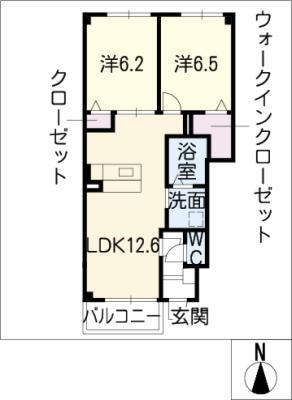 フルル和合(2LDK/1階)の間取り写真