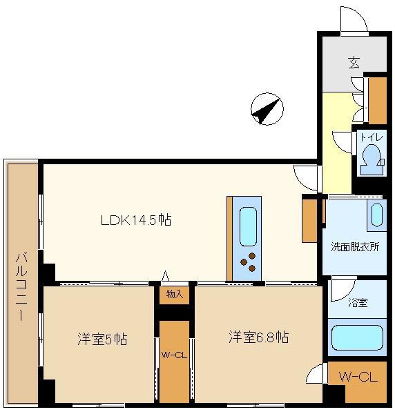 ドエルアーバン2(2LDK/1階)の間取り写真