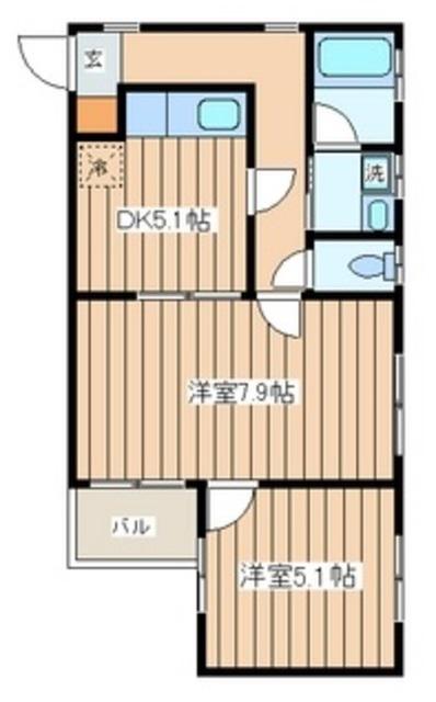 ビーチサイド・マンション(2DK/1階)の間取り写真
