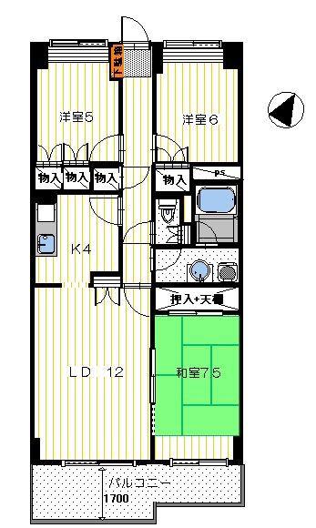 メルグリーン中川(3LDK/4階)の間取り写真