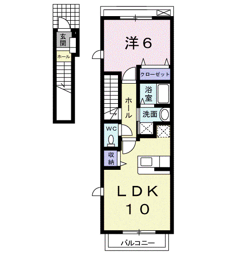 パーチェ(1LDK/2階)の間取り写真