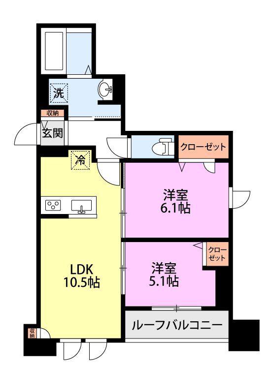 戸田市新曽計画(2LDK/2階)の間取り写真
