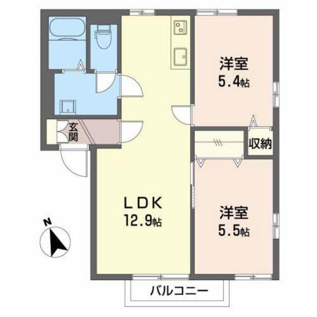 クレール西添(2LDK/2階)の間取り写真