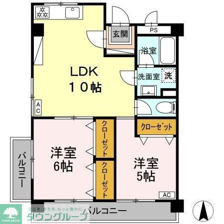 パークサイド中村(2LDK/2階)の間取り写真