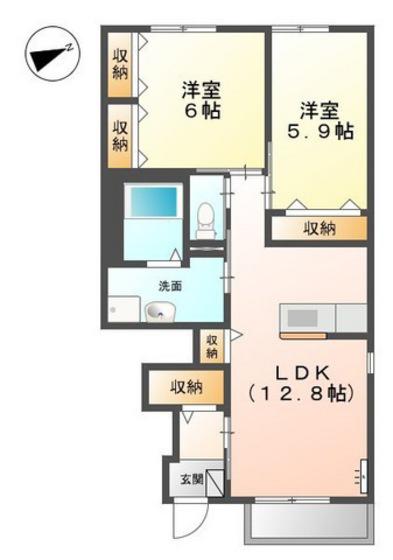 ヴァンベール(2LDK/1階)の間取り写真