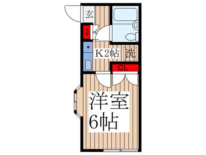 ハイム3(1K/1階)の間取り写真