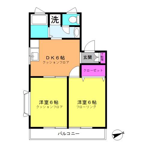 ハイツセネシオ(2DK/2階)の間取り写真