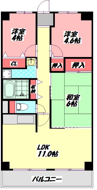 ファミーユ菊水(3LDK/1階)の間取り写真