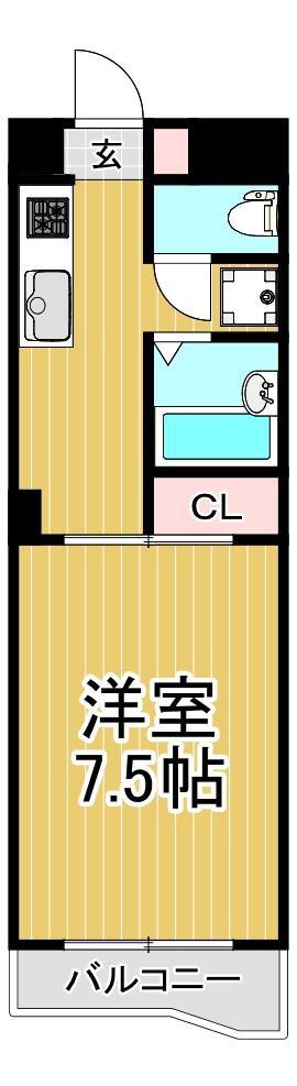 サンハイツ天保山 H棟(1K/2階)の間取り写真