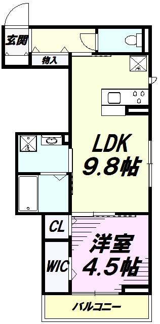 Dレジデンス大和田(1LDK/3階)の間取り写真