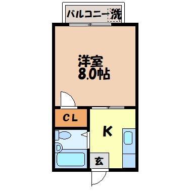 シャトーレHONDA(ワンルーム/3階)の間取り写真