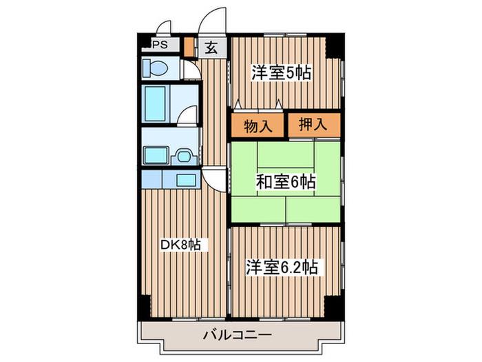 ヴィスタハウス(3DK/3階)の間取り写真