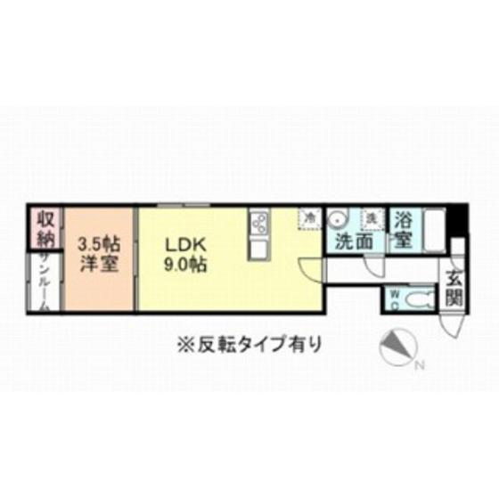 WHITE SQUARE(1LDK/1階)の間取り写真