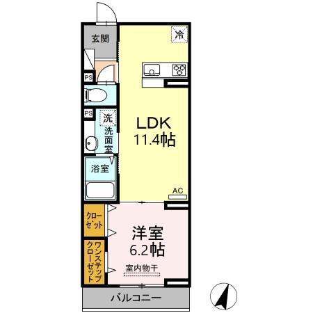 オレンジハウス(1LDK/2階)の間取り写真