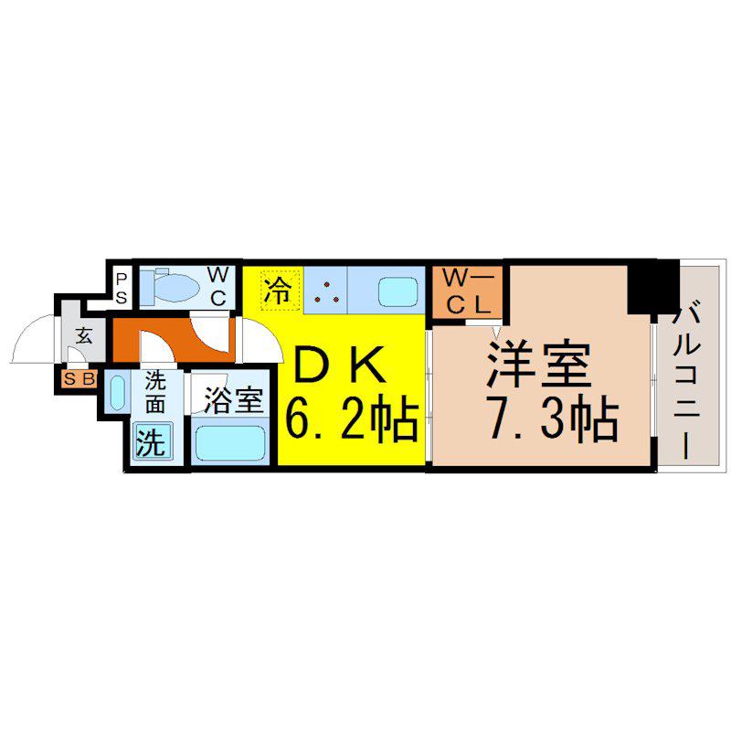 マイコスモス(1DK/3階)の間取り写真