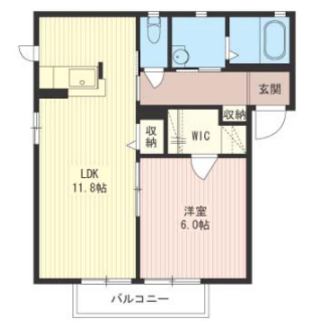 サニーフラットフジB(1LDK/2階)の間取り写真