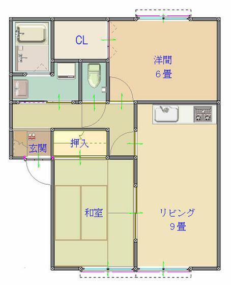 JAサンビレッジ大塚C棟(2LDK/1階)の間取り写真