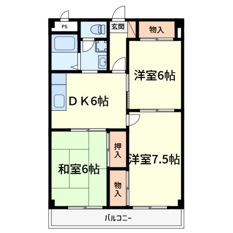 エステートピア吉田(3DK/3階)の間取り写真