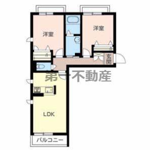 グリーン セント 上中(2LDK/2階)の間取り写真