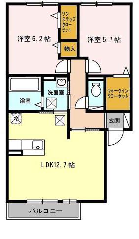アムールエステート(2LDK/1階)の間取り写真
