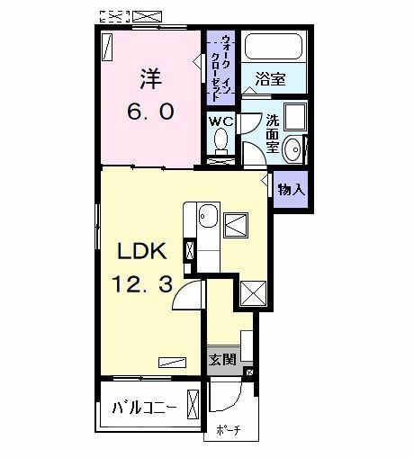 チェレステ白髭 B(1LDK/1階)の間取り写真