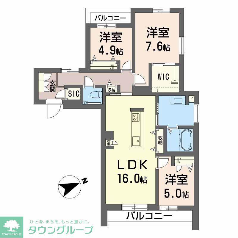 シャーメゾン六本松南(3LDK/4階)の間取り写真