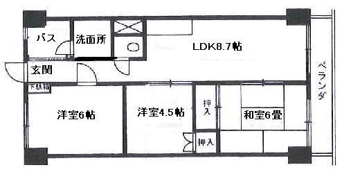 矢野第3ビル(3DK/6階)の間取り写真