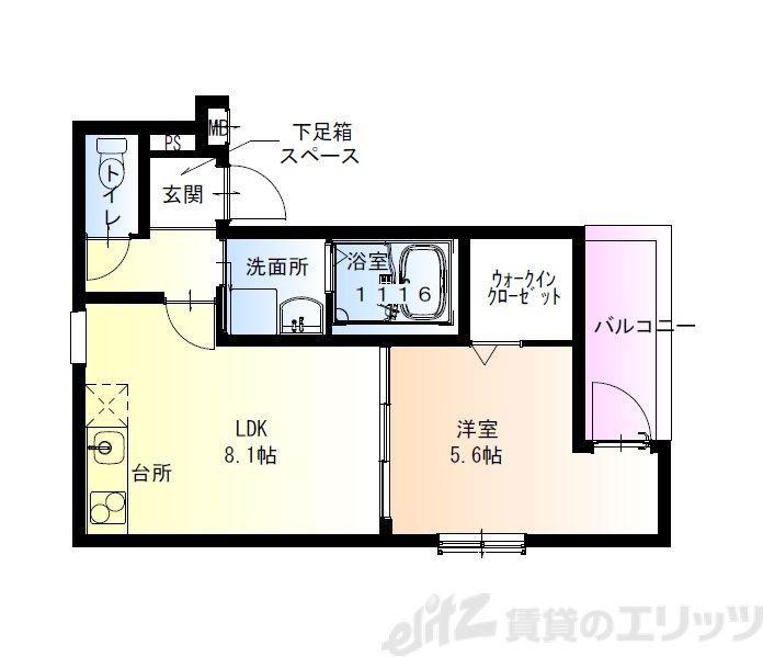 フジパレス吹田穂波町(1LDK/2階)の間取り写真