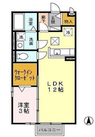サウスイースト(1LDK/2階)の間取り写真