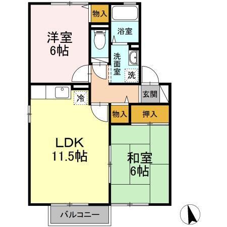 ロワジールIII番館(2LDK/1階)の間取り写真