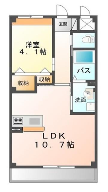 ルミナスパークサイド(1LDK/3階)の間取り写真