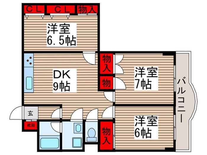 丸与ハイツ(3DK/2階)の間取り写真