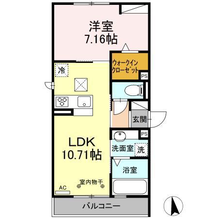 D-ROOM茜部本郷(1LDK/3階)の間取り写真