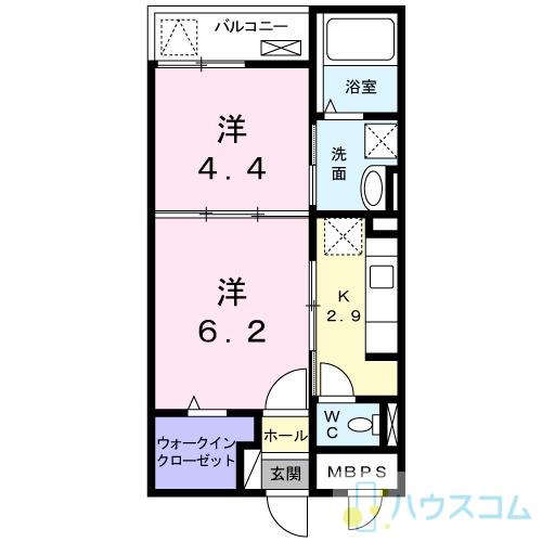 ライル2(1DK/1階)の間取り写真