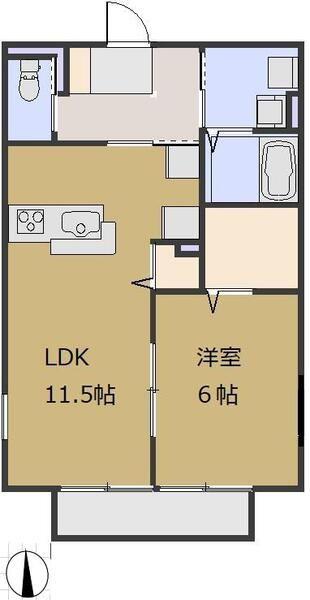 フューチャー(1LDK/2階)の間取り写真