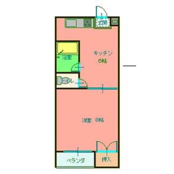 ホープハイム(1DK/2階)の間取り写真